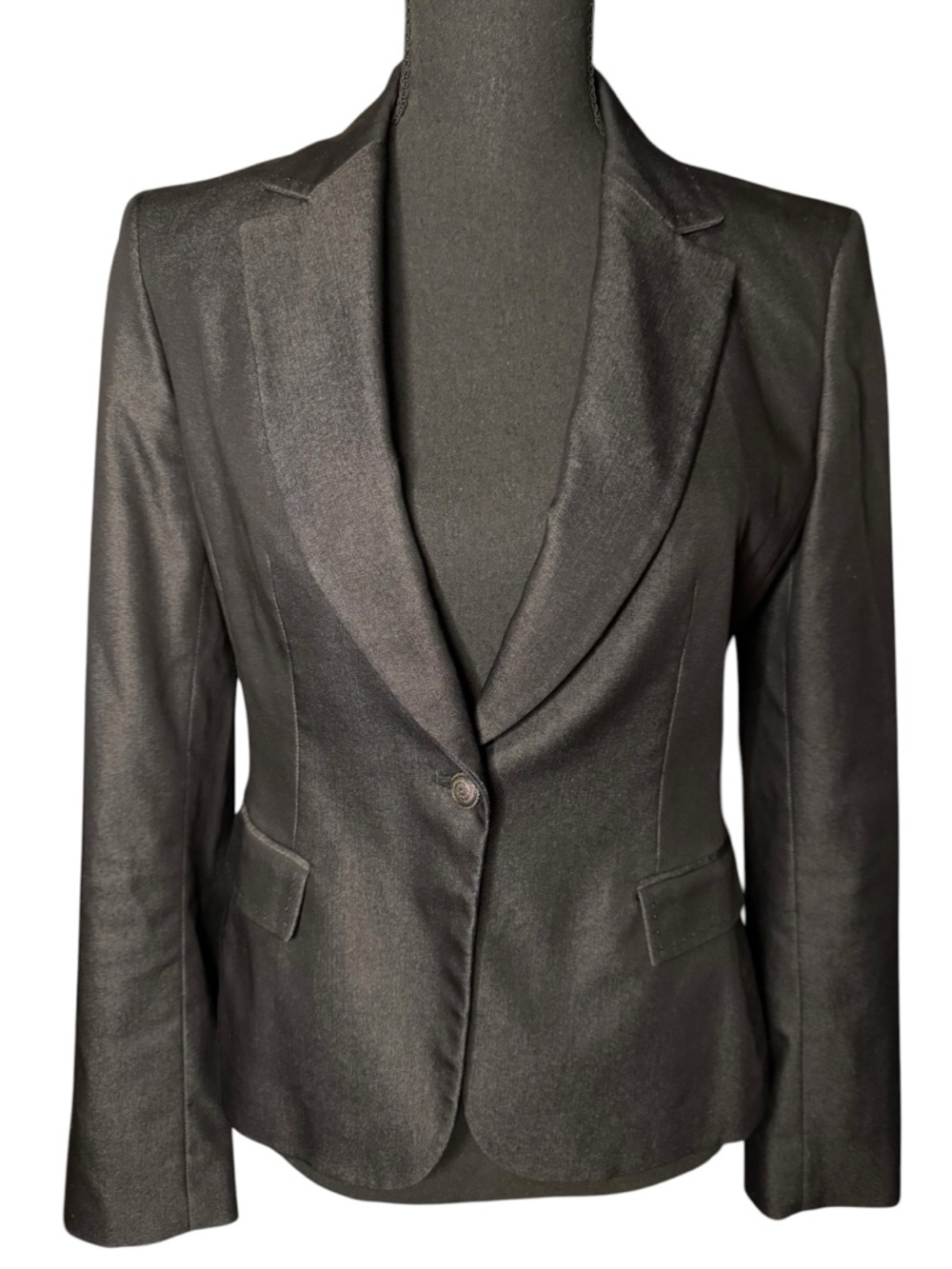 Tahari Black Satin-Trim Single-Button Blazer